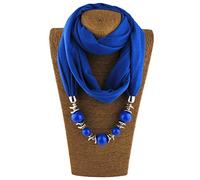 Dabixx Womens Neckerchief Ring Écharpe Colliers Perles Solide Couleur Bijoux Châle 10#