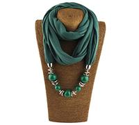 Dabixx Womens Neckerchief Ring Echarpe Colliers Perles Solide Couleur Bijoux Châle 11#
