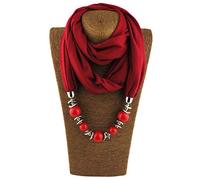 Dabixx Womens Neckerchief Ring Écharpe Colliers Perles Solide Couleur Bijoux Châle 5#