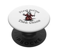 d'abord Café Ensuite Chaos Lapin Épée PopSockets PopGrip Adhésif