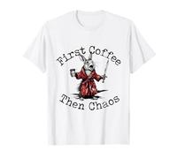 d'abord Café Ensuite Chaos Lapin Épée T-Shirt