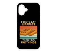 d'abord Je Mange des gaufres, Puis Je Fais The Things Vintage Waffles Coque pour iPhone 16