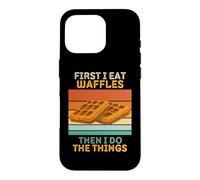 d'abord Je Mange des gaufres, Puis Je Fais The Things Vintage Waffles Coque pour iPhone 16 Pro