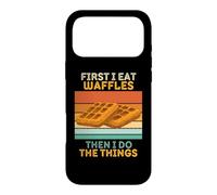 d'abord Je Mange des gaufres, Puis Je Fais The Things Vintage Waffles Coque pour iPhone 17 Pro Max