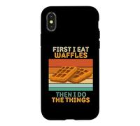 d'abord Je Mange des gaufres, Puis Je Fais The Things Vintage Waffles Coque pour iPhone X/XS