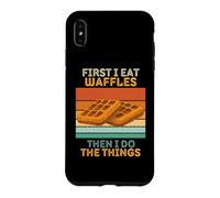 d'abord Je Mange des gaufres, Puis Je Fais The Things Vintage Waffles Coque pour iPhone XS Max