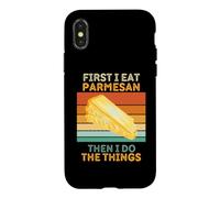 d'abord, Je Mange du Parmesan, Puis Je Fais Les Choses avec du Parmesan Vintage Coque pour iPhone X/XS