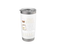 D'abord un café, puis des données, je gagne une pause, professeur drôle Gobelet isotherme en acier inoxydable double paroi