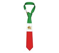 DABOYOZHZH Cravate à rayures avec logo de l'Iran Lion et Soleil Drapeau de l'Iran Cravate pour homme Fête d'affaires Cravate douce Skil Tie, blanc, taille unique