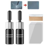 DABUG Kit Reparation Pare Brise,Outil Réparation Pare-Brise,Liquide Réparation Verre,Kit Réparation Verre,Kit de Réparation de Verre Fissuré Automatique,pour Craquelures, Bulls-Eye,Noir,2 PCS