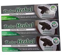 Dabur Herbal Activated Lot de 3 pâtes à dents au charbon actif 100 ml - Produits de soin ayurvédiques