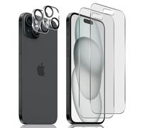 Dabuu Mat Verre Trempé pour iPhone 15, 2pcs Film Protection D'écran et 2pcs Caméra Arrière Protecteur, 9H Dureté Anti-Reflet et Anti-Traces de Doigts Matt Vitre Protège Écran