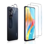 Dabuu Verre Trempé pour Oppo A98 5G + Caméra Arrière Protecteur [2+2 Pièces], [9H Dureté] Sans Bulles, Anti-Rayures, HD Ultra Résistant Film Protection écran Vitre Trempé-Transparent