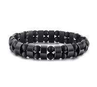 DAC Bracelet homme 2 pièces avec pierres naturelles bracelet boîte cadeau petit ami femme chakra avec véritables pierres naturelles tibétain yoga bijoux, Taglia Unica, Pierre, Naturel