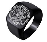 Dacai The Seals of The Seven Archanges Bague en acier inoxydable poli avec amulette de protection pour homme et femme