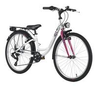 DACAPO Vélo Ville Enfant 24" Cindy TC 32cm 7 Vitesses Rose, Bleu ou Blanc avec éclairage (Blanc)