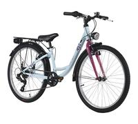 DACAPO Vélo Ville Enfant 24" Cindy TC 32cm 7 Vitesses Rose, Bleu ou Blanc avec éclairage (Bleu)