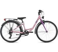 DACAPO Vélo Ville Enfant 24" Cindy TC 32cm 7 Vitesses Rose, Bleu ou Blanc avec éclairage (Rose)
