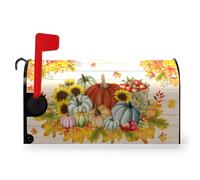 Dacawin Housse magnétique pour boîte aux lettres d'automne en forme de citrouille, feuilles d'érable, taille standard, 53,3 x 45,7 cm, pour décoration extérieure de jardin, cour