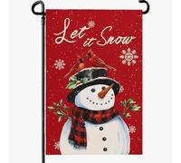 Dacawin Let It Snow Drapeau de jardin bonhomme de neige flocon de neige Drapeau de Noël 30,5 x 45,7 cm Double face Rouge Cardinal Oiseaux Maison Bannière Hiver Noël Poinsettia Happy Holiday Bannière