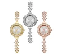 Dacdyi Lot de 3 montres à quartz analogiques en cristal avec cadran en forme de fleur pour femme