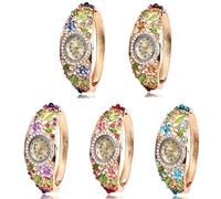 Dacdyi Lot de 5 montres élégantes pour femme avec cadran rond en cristal et fleur, multicolore, Élégant