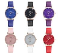 Dacdyi Lot de 6 montres à quartz analogiques pour femme avec bracelet en cuir, multicolore