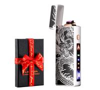 Dachance Briquet électrique, indicateur de la batterie briquet USB plasma rechargeable coupe-vent et sans flamme, briquet double arc avec indicateur de batterie pour (Lumineux de nuit)
