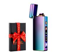 dachance - Briquet électrique personnalisable, résistant au vent, rechargeable par USB, double arc, pour le camping, cadeau de la Saint-Valentin (magique)