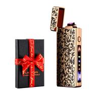 dachance - Briquet électrique personnalisable, résistant au vent, rechargeable par USB, double arc, pour le camping, cadeau de la Saint-Valentin (nature)