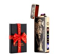 dachance Briquet électrique personnalisé, coupe-vent, rechargeable par USB, double arc pour camping, cadeau de Saint-Valentin (loup)