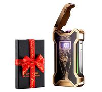 Dachance Electric Lighter for Men Dad Him Digital Counter Bettary Display Windproof Flameless Plasma USB Rechargeable Arc Birthday Gifts for Men, Boyfriend, Husband (Loup)