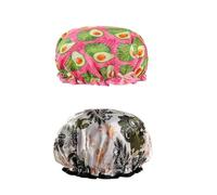 DACHAO Lot de 2 bonnets de douche doublés en satin élastique réutilisable double couche imperméable