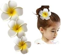 DACHAO Lot de 3 pinces à cheveux hawaïennes en mousse pour femme - Fleur de plumeria artificielle pour plage et mariage - ZFJ01