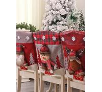 DACHAO Lot de 6 housses de chaise de Noël, Père Noël, bonhomme de neige, renne, housse de dossier de chaise de Noël