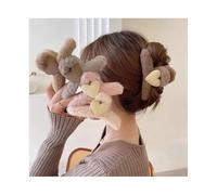 DACHAO Lot de 7 grandes pinces à cheveux multicolores en peluche moelleuse de 11 cm, décoration en forme de cœur adaptée pour les femmes et les filles, style solide, pince à cheveux semi-chignon