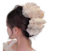 DACHAO Pince à cheveux surdimensionnée avec nœud transparent, adaptée pour les cheveux épais, nœud en organza, lot de 2 pièces, pince à nœud en dentelle, pince surdimensionnée, accès esthétique aux