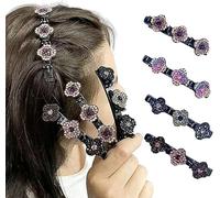 DACHAO Pince à cheveux tissée en cristal étincelant avec fleurs, accessoire de cheveux antidérapant avec strass étincelants, frange, pince à cheveux latérale en forme de canard avec strass,