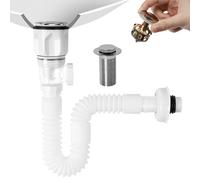 Dachiy Égouttoir de Bonde de Lavabo, Tuyau Flexible D'Évacuation, Siphon Lavabo, Kit de Vidange de Lavabo Résistant Aux Odeurs Et Aux Insectes, Convient pour salle de bain, Extensible De 230-800 mm