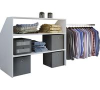Dacho Étagère, armoire murale oblique, 2 tablettes de rangement et 1 tringle à vêtements, blanc.