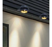 Lampe solaire pour gouttière, applique murale anthracite, lampe de clôture, métal et plastique, LED blanc chaud, L 16 cm, lot de 2