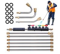 Dachrinnenreiniger, Hochdruckreiniger-Teleskopstab,Dachrinnenreiniger-Verlängerungsstangen-Set - 4000PSI Hochdruckreiniger-Teleskopstab, Zehnteilige U-Bar-Verlängerungsstange 1/4 Zoll 6 Düsen Verlänge
