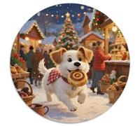 Dachshund 1000 Pièces Puzzle Rond Classiques Christmas for Animal de Compagnie Chiens Jeu D'Intelligence Cadeau Unique pour Adultes Et Enfants 1000pcs (67.5x67.5cm)