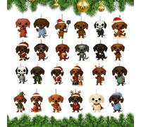 Dachshund Advent Christmas Calendar 2025-2D Acrylic Dog Decor, 24-Day Holiday Countdown Display, Cute Pet Ornament Design for Home Car Tree Wall Door, Festive Surprise