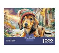 Dachshund Carton Robuste Puzzle Classique 1000 Pièce Villes pour Adultes Enfants Difficile Défiant Décompression Décoration Murale Idée Cadeau 52x38cm/1000pcs