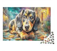 Dachshund Chiot Jigsaw Puzzles 1000 Pièces pour Adultes, 1000 Pièces allée Automne Grands Cadeaux Défi Amateurs De Puzzle De Jouets 70x50cm/1000pcs