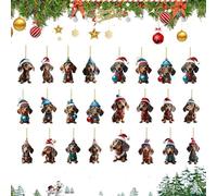 Dachshund countdown calendar - Christmas Dachshund Ornament Calendar | 2D 24 Pieces Christmas Countdown Ornaments | Home Decor for Offices Dormitory | 2025 Chriistmas Dachshunds Advent Calendars