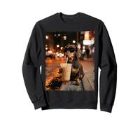 Dachshund Dackel Wiender Café glacé Photo rétro drôle Sweatshirt