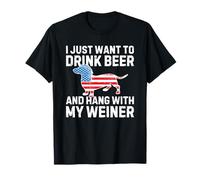 Dachshund Dad Drink Beer And Hang With My Weiner Flag T-Shirt