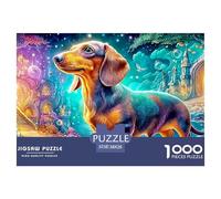 Dachshund dans Un Cadre de Conte de fées Vibrant Puzzle De 1000 Pièces Chien de Compagnie Mignon Cadeau d'anniversaire Parfait pour Enfants Et Adultes 38x26cm/1000pcs